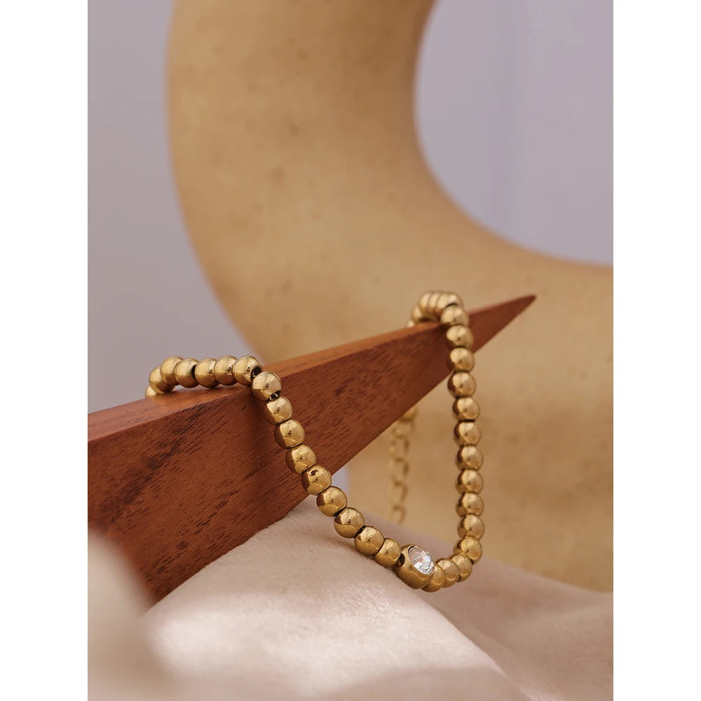 Pulseira Esferas e Zircônia Banhado em Ouro 18K