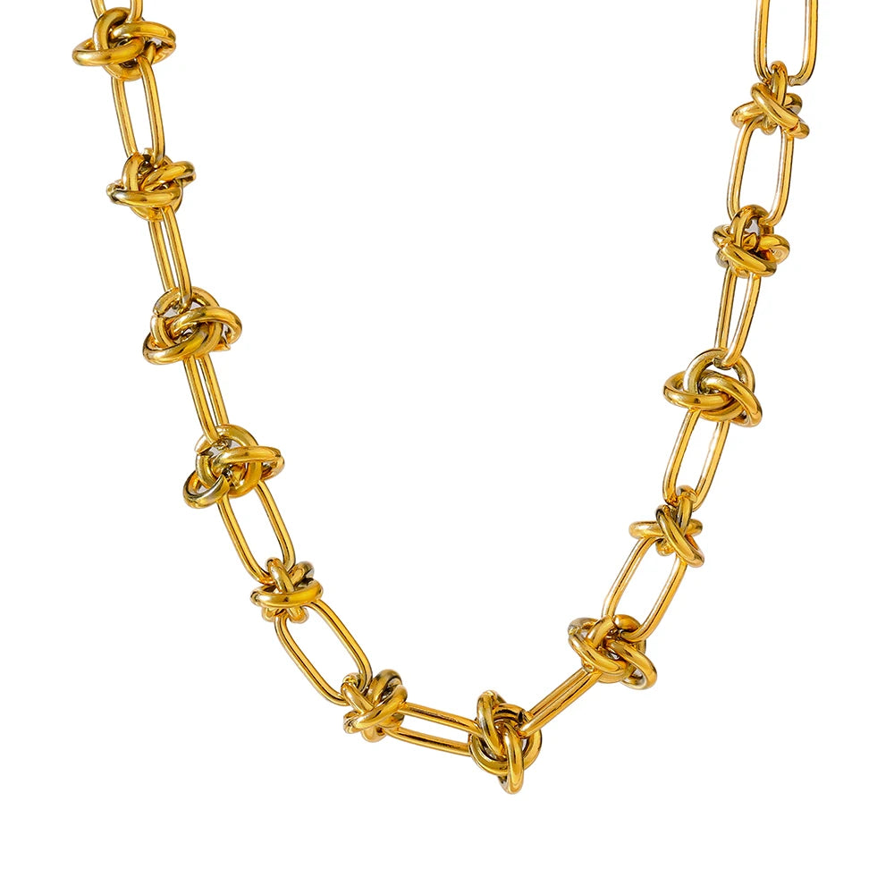 Colar Elos em Nós Banhado em Ouro 18K