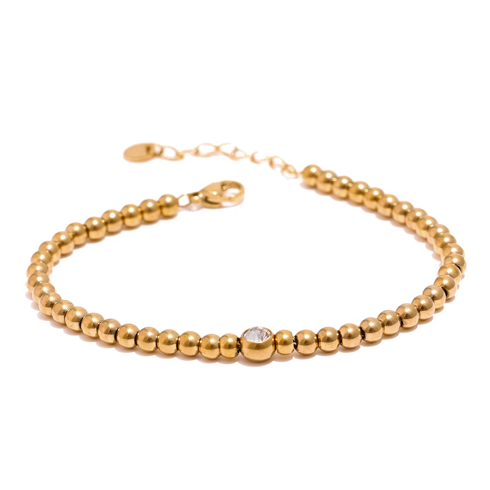 Pulseira Esferas e Zircônia Banhado em Ouro 18K