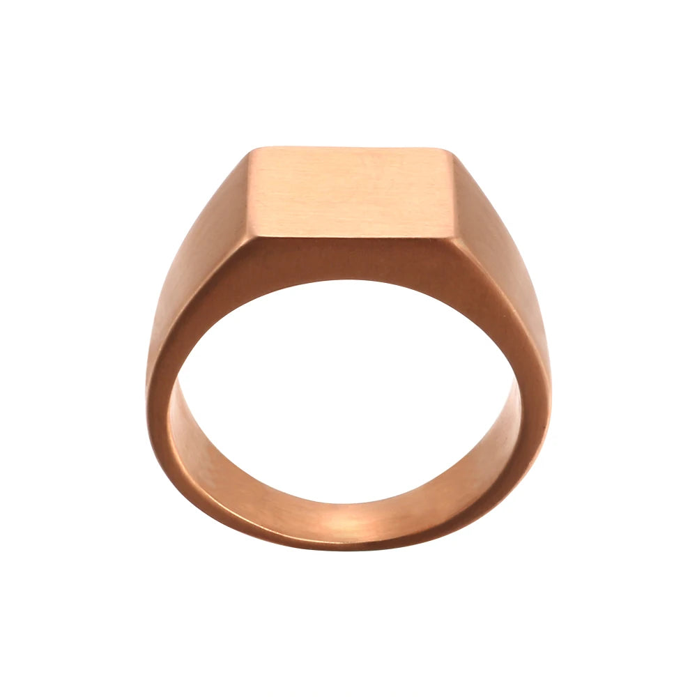 Anel Quadrado Unissex Banhado em Ouro 18K
