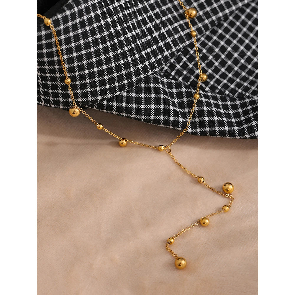 Colar Pendente Bolinhas Banhado em Ouro 18K