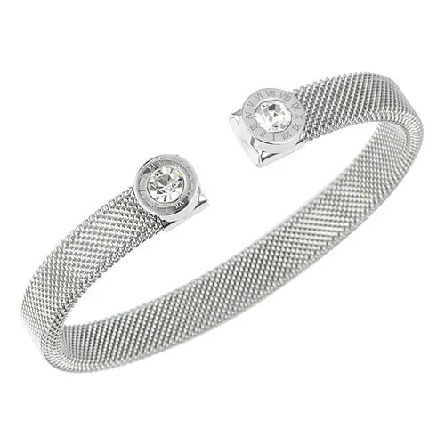 Bracelete Malha Algarismo Romano Banhado em Ouro 18K