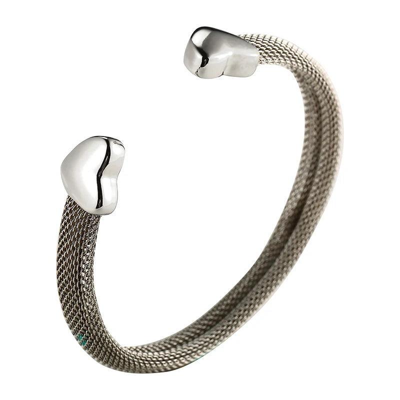 Bracelete Malha Coração Banhado em Ouro 18K
