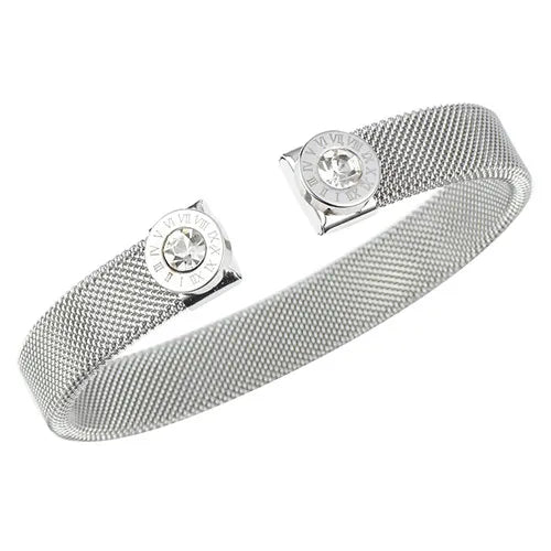 Bracelete Malha Algarismo Romano Banhado em Ouro 18K