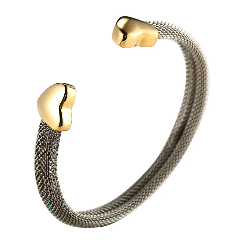 Bracelete Malha Coração Banhado em Ouro 18K