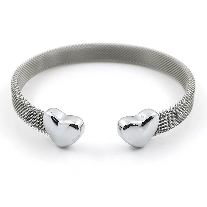 Bracelete Malha Coração Banhado em Ouro 18K
