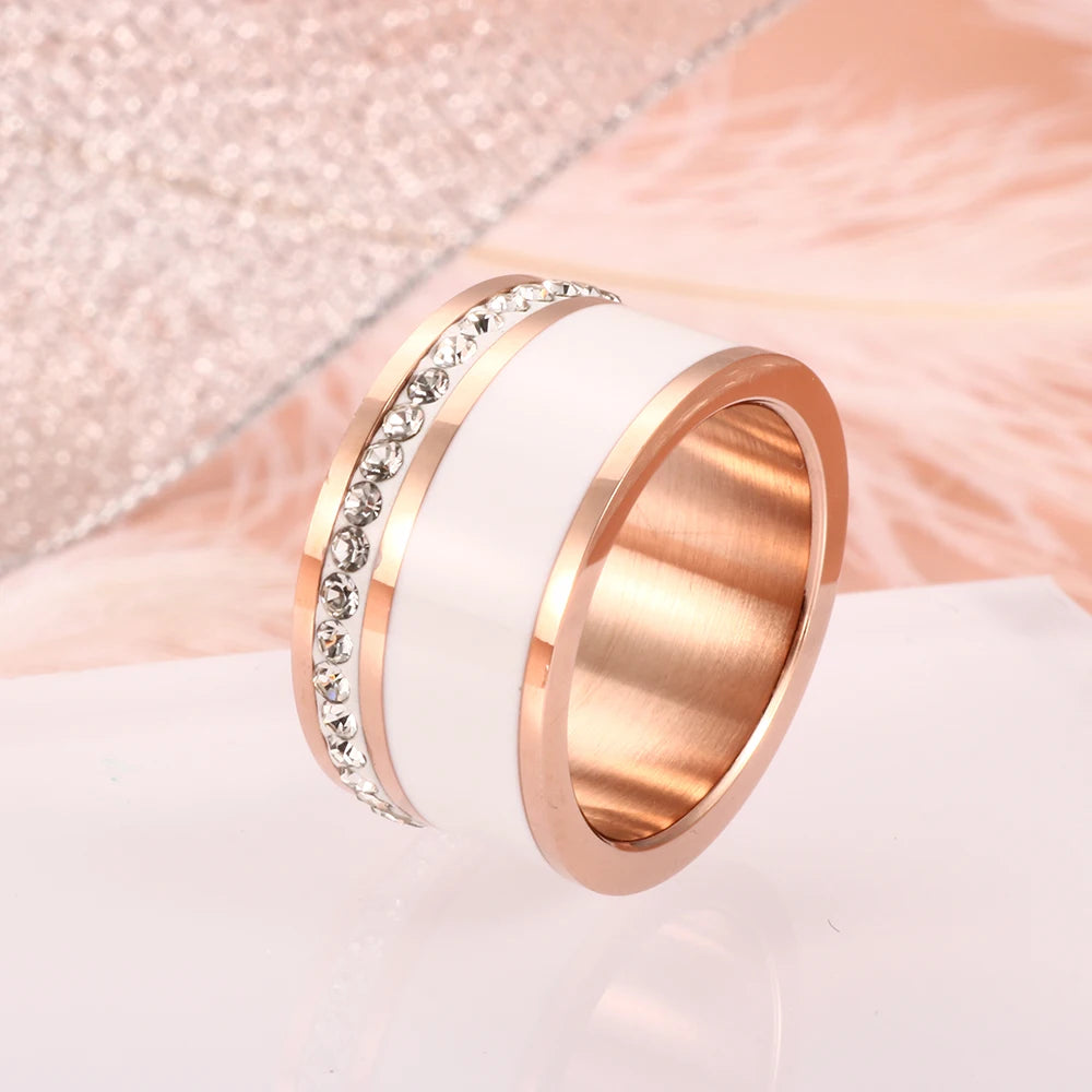 Anel Black White Banhado em Ouro 18K