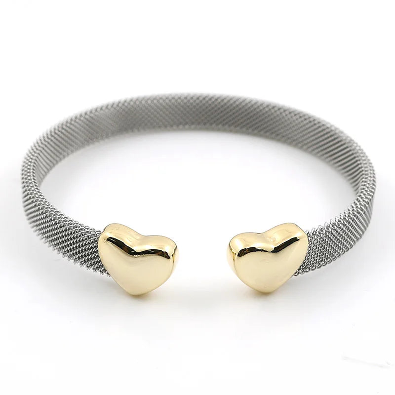 Bracelete Malha Coração Banhado em Ouro 18K