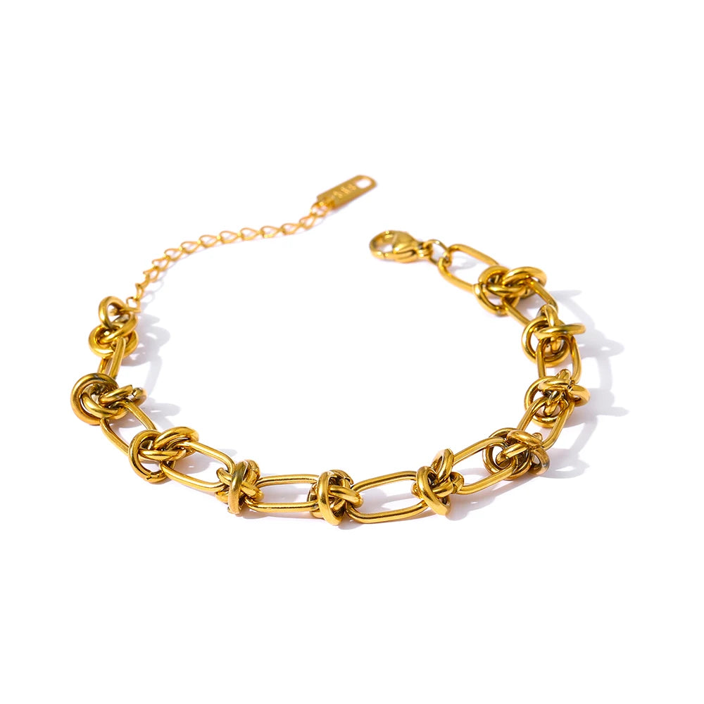 Colar Elos em Nós Banhado em Ouro 18K