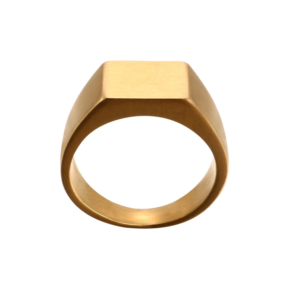 Anel Quadrado Unissex Banhado em Ouro 18K