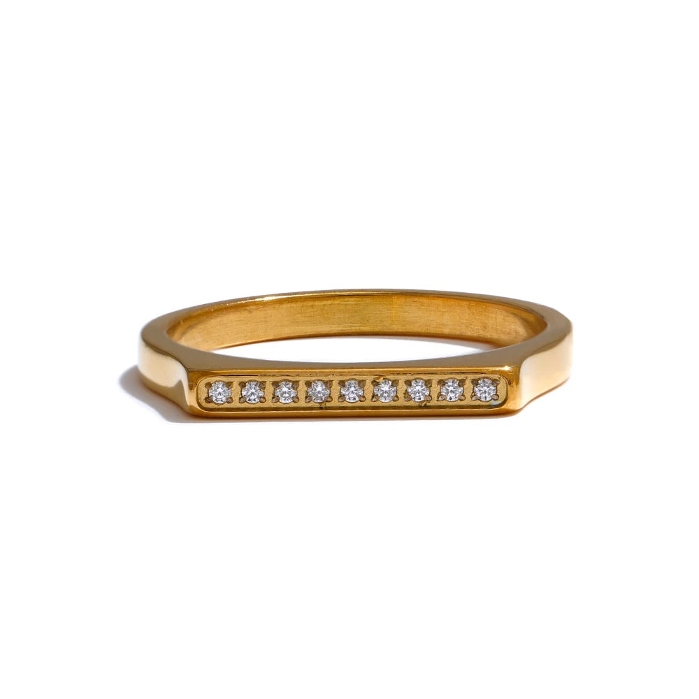 Anel Delicado Quadrado Banhado em Ouro 18K