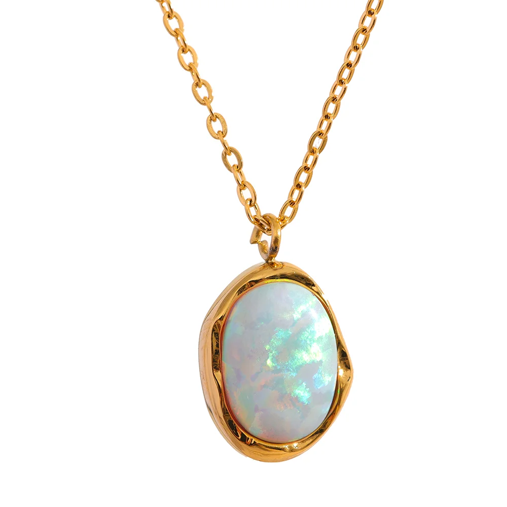 Colar Pedra Frutacor Banhado em Ouro 18K