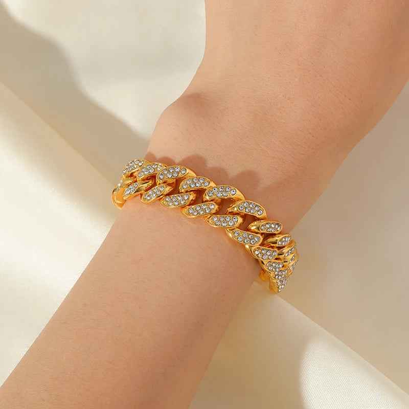 Pulseira Cubana Banhado em Ouro 18K