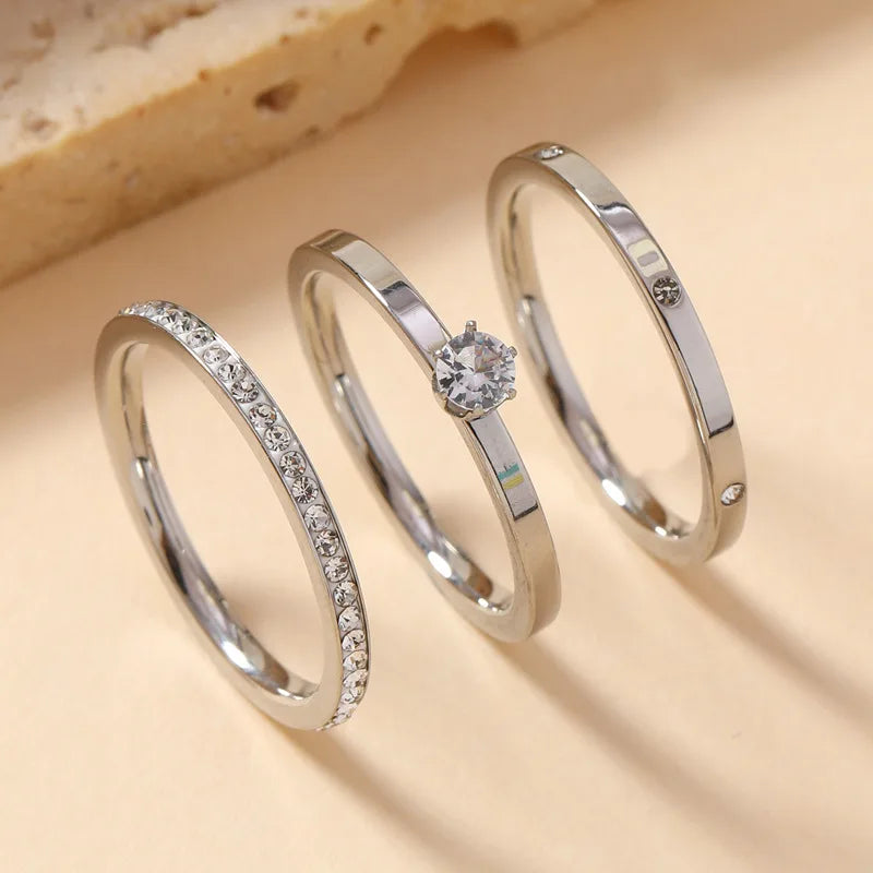 Conjunto de Anéis Eternity Banhado em Ouro 18K