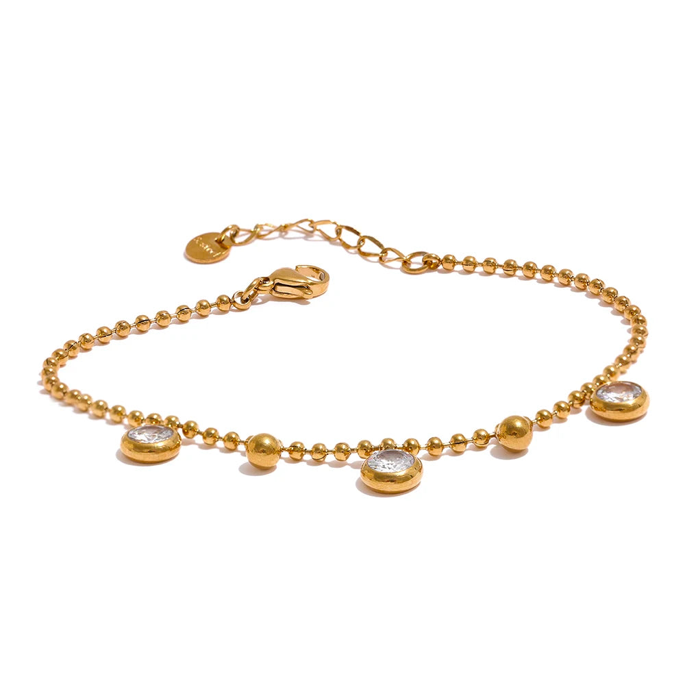 Colar Delicado Esferas Banhado em Ouro 18K