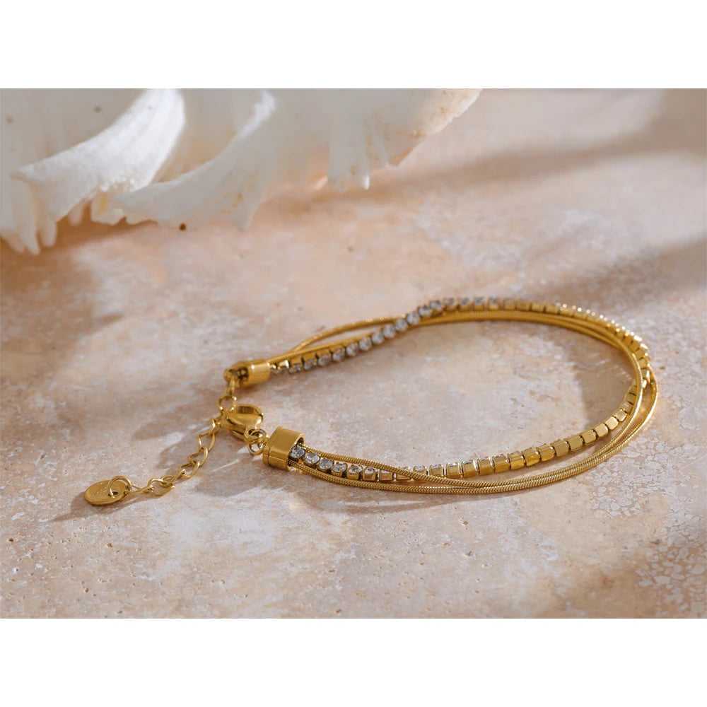 Pulseira Mix Zircônias Banhado em Ouro 18K