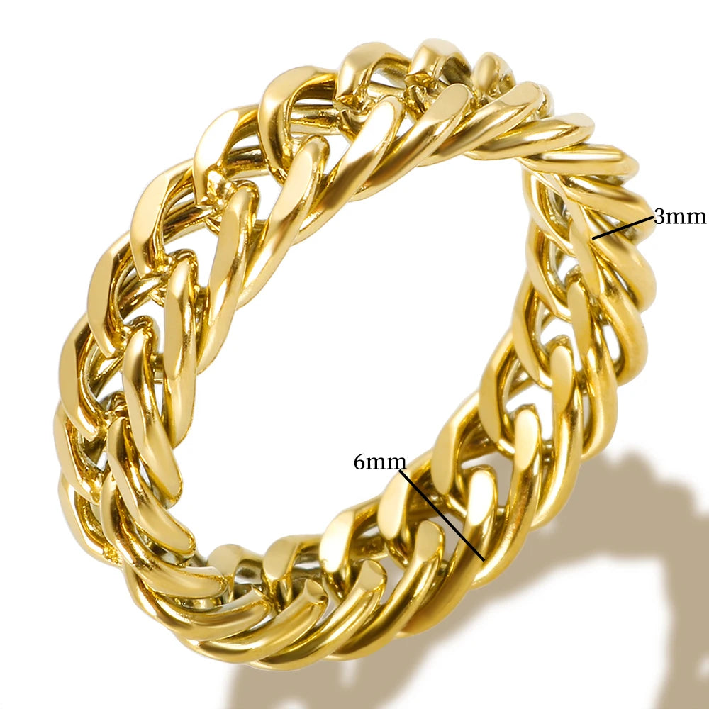 Anel Elo Cubano Banhado em Ouro 18K