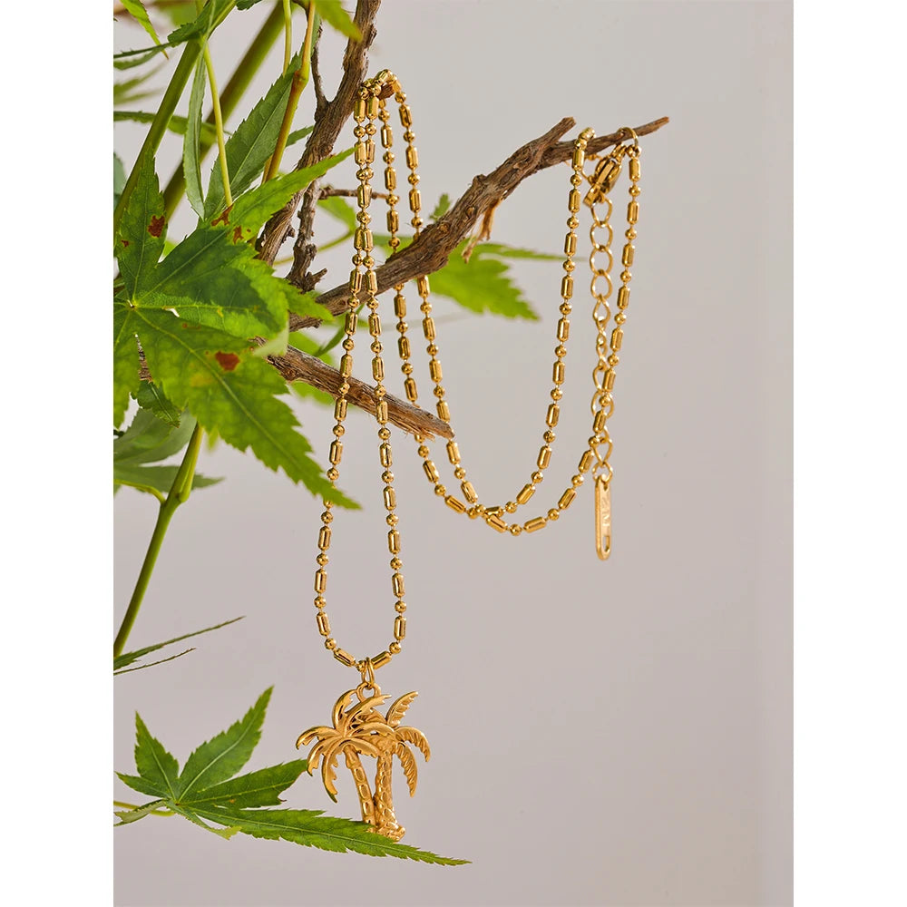 Colar Coqueiro Banhado em Ouro 18K