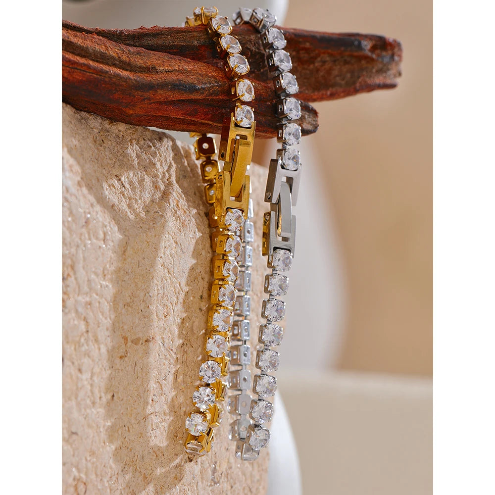 Pulseira Zircônia 4mm Banhado em Ouro 18K