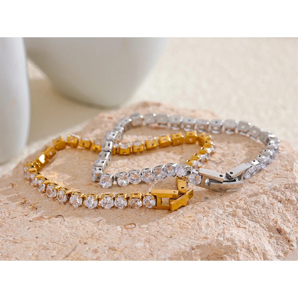 Pulseira Zircônia 4mm Banhado em Ouro 18K