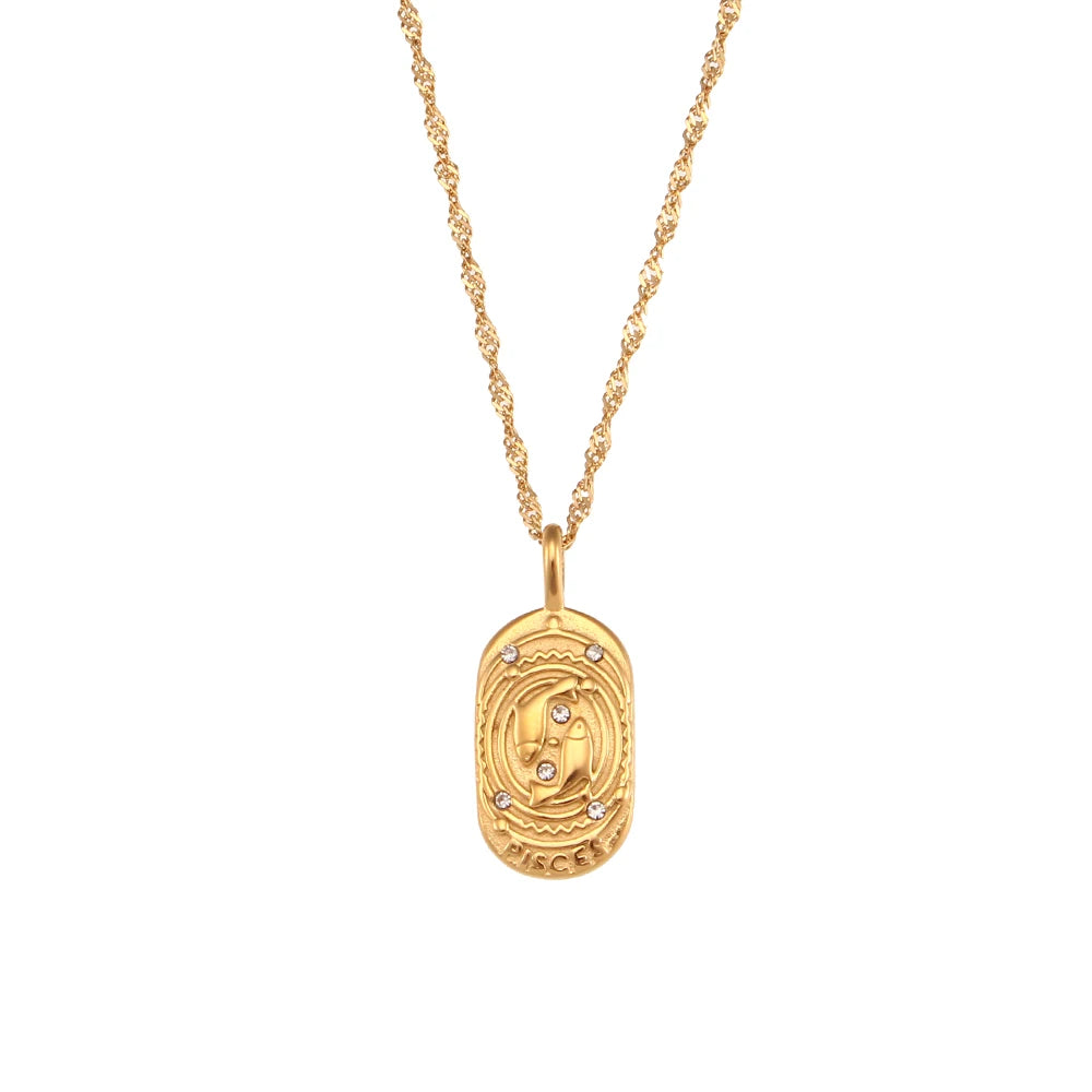 Colar Medalhas Zodíaco Signos Banhado em Ouro 18K