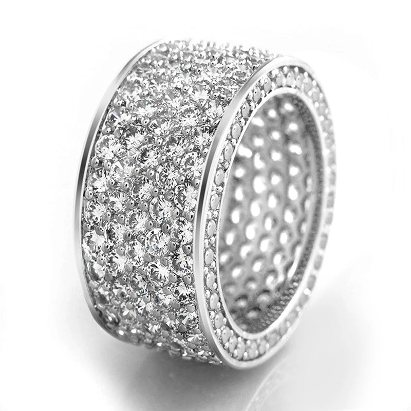 Anel Luxo Cravejado Banhado em Ouro 18K