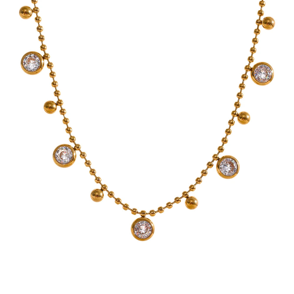 Colar Delicado Esferas Banhado em Ouro 18K