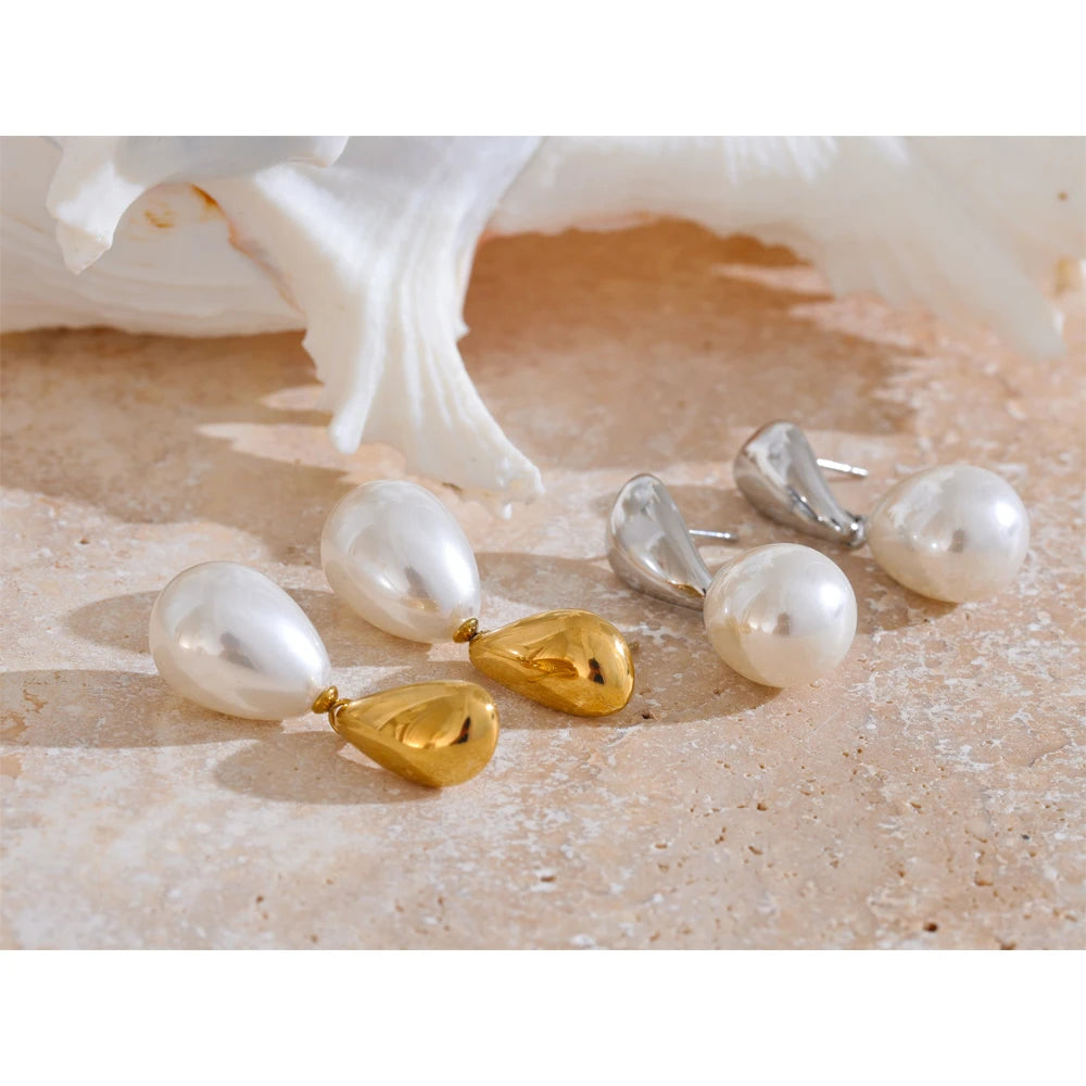 Brinco Gota de Pérola Banhado em Ouro 18K