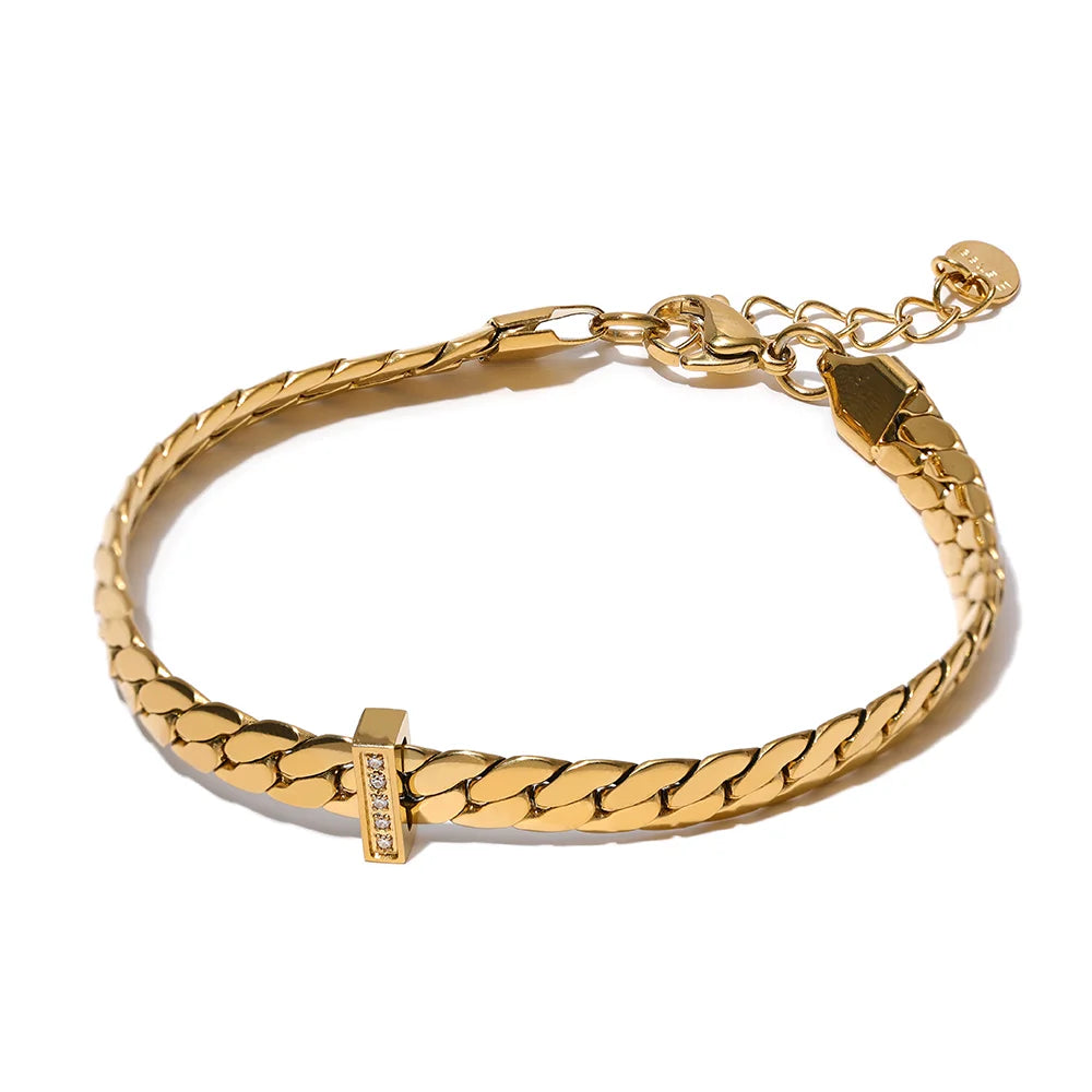 Pulseira Corrente Amassada Banhado em Ouro 18K