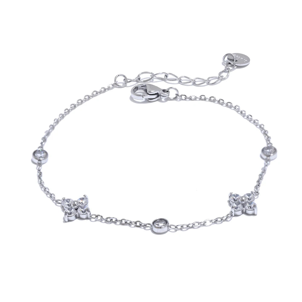 Pulseira Flor Minimalista Banhado em Ouro 18K