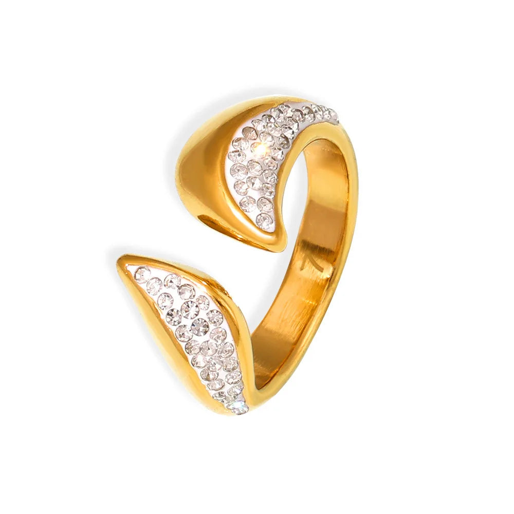 Anel Belle Regulável Zircônias Banhado em Ouro 18K