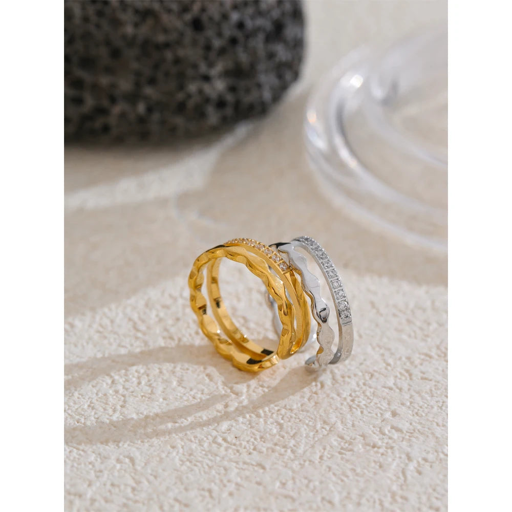 Anel Duplo Regulável Banhado em Ouro 18K