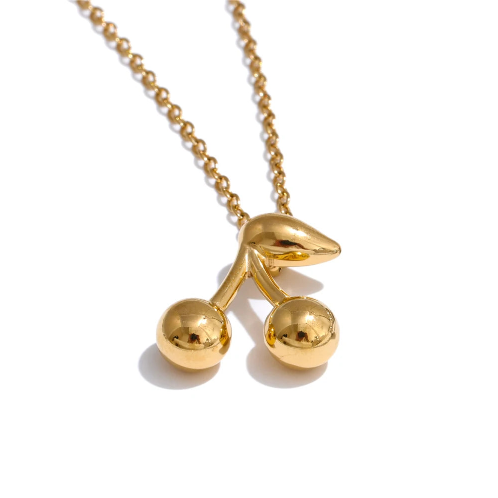 Colar Cereja Banhado em Ouro 18K