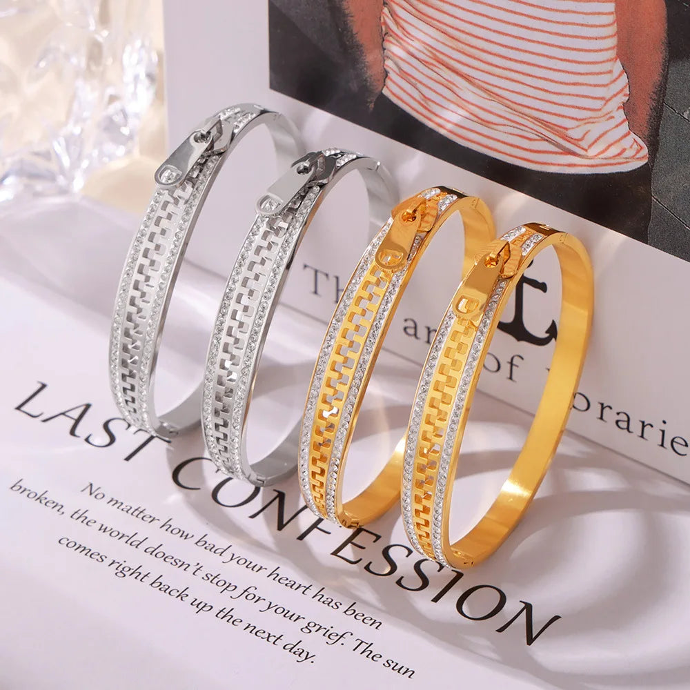 Bracelete Zíper Banhado em Ouro 18K
