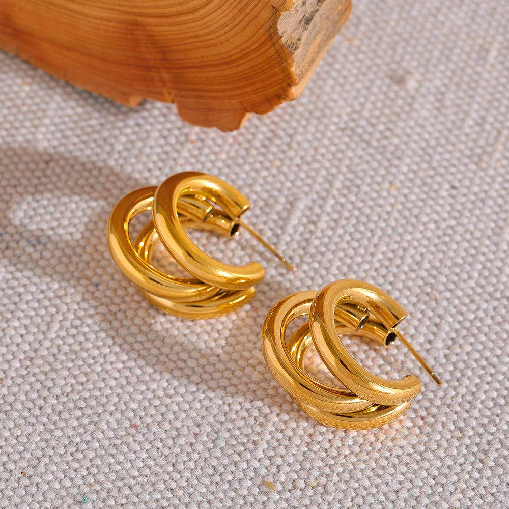 Brinco Argolas Entrelaçadas Banhado em Ouro 18K