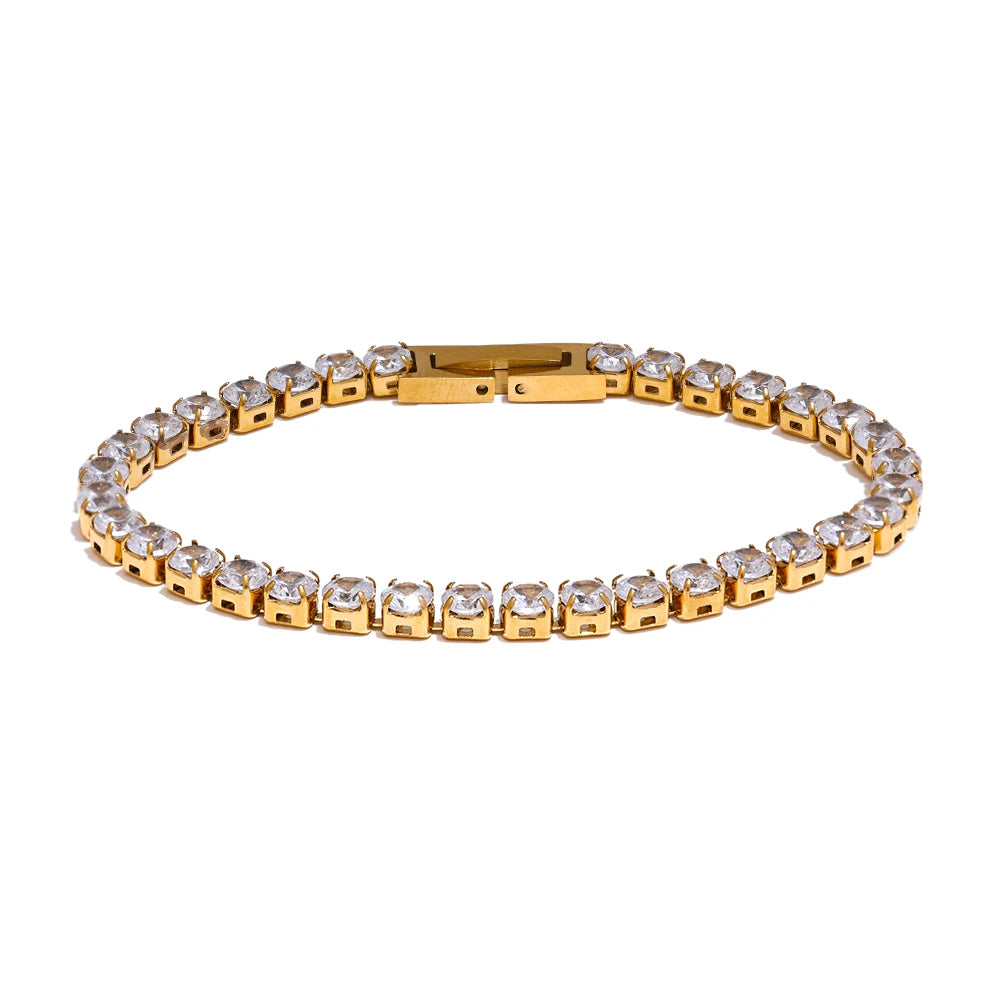 Pulseira Zircônia 4mm Banhado em Ouro 18K