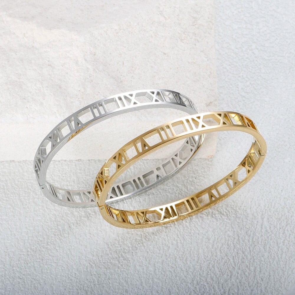 Bracelete Algarismo Romano Banhado em Ouro 18K