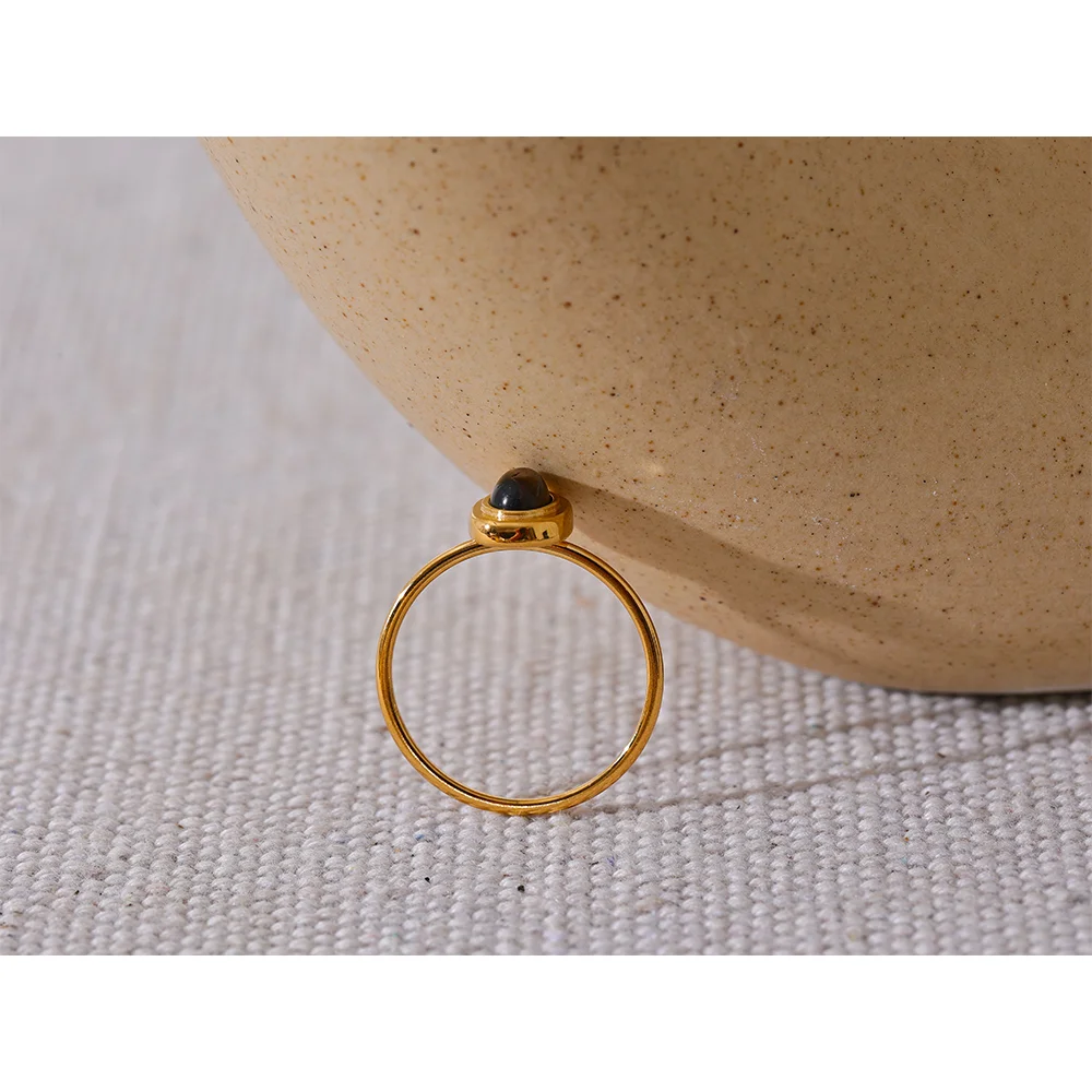 Anel Pedra Marrom Banhado em Ouro 18K