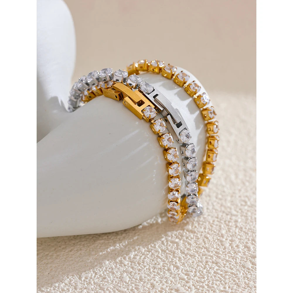 Pulseira Zircônia 4mm Banhado em Ouro 18K