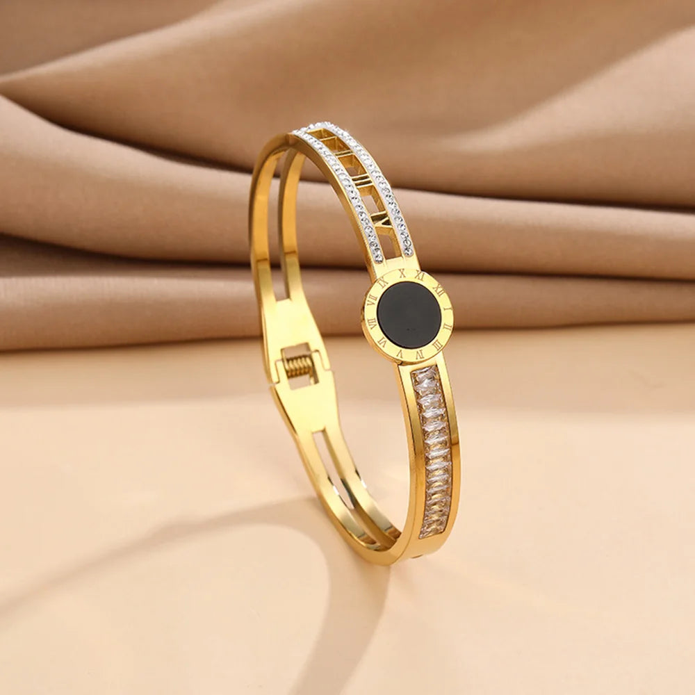 Bracelete Algarismo Romano Banhado em Ouro 18K
