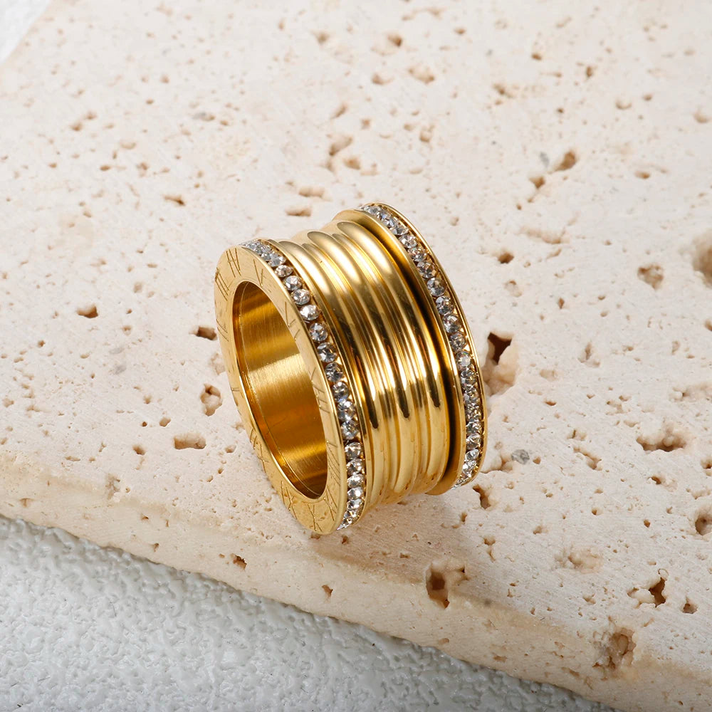 Anel Algarismo Romano Elegance Banhado em Ouro 18K