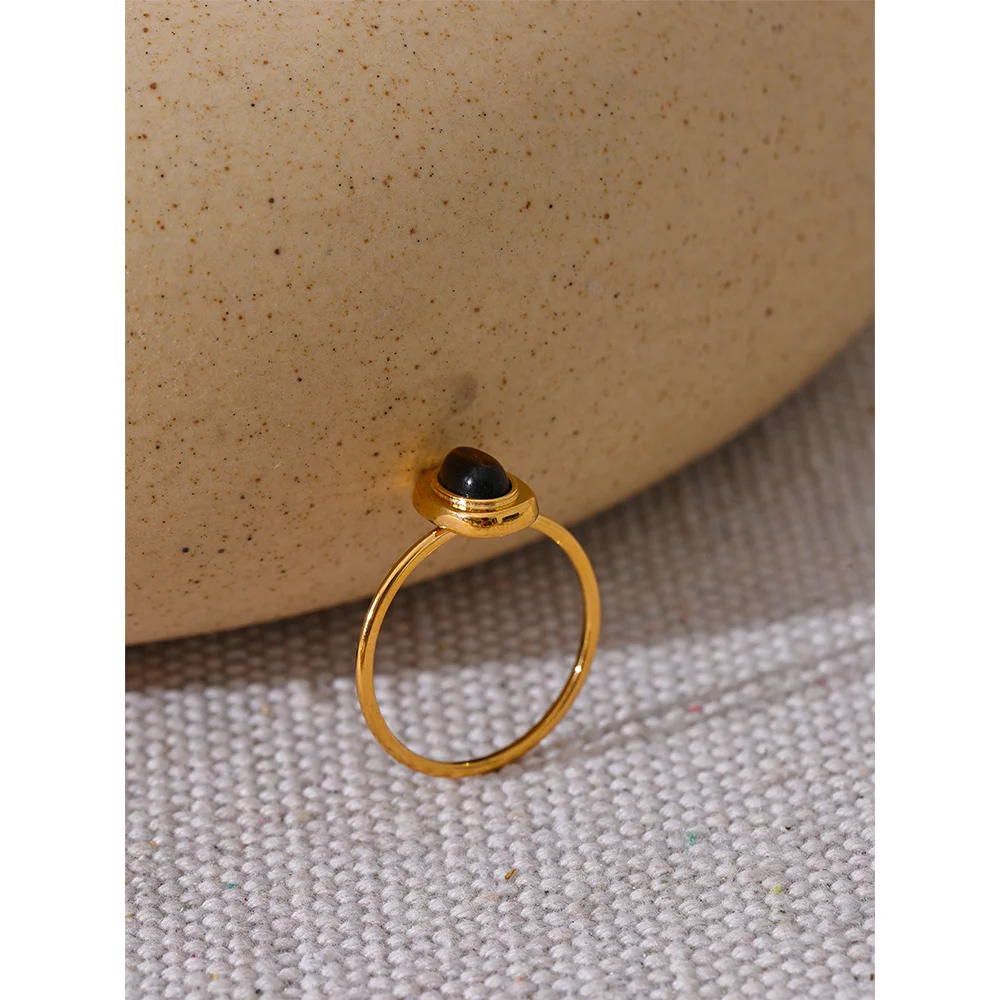 Anel Pedra Marrom Banhado em Ouro 18K