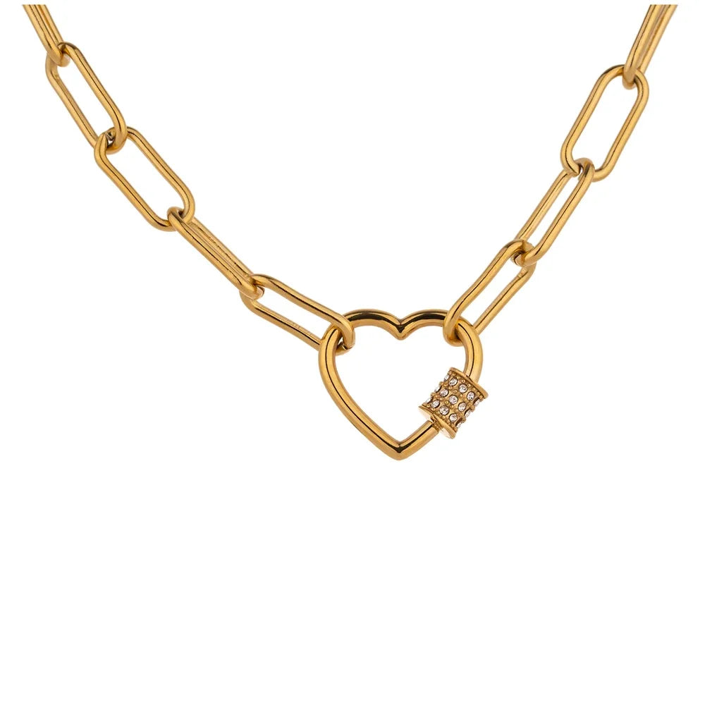 Colar Coração Zircônia Banhado em Ouro 18K