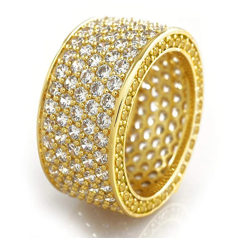 Anel Luxo Cravejado Banhado em Ouro 18K