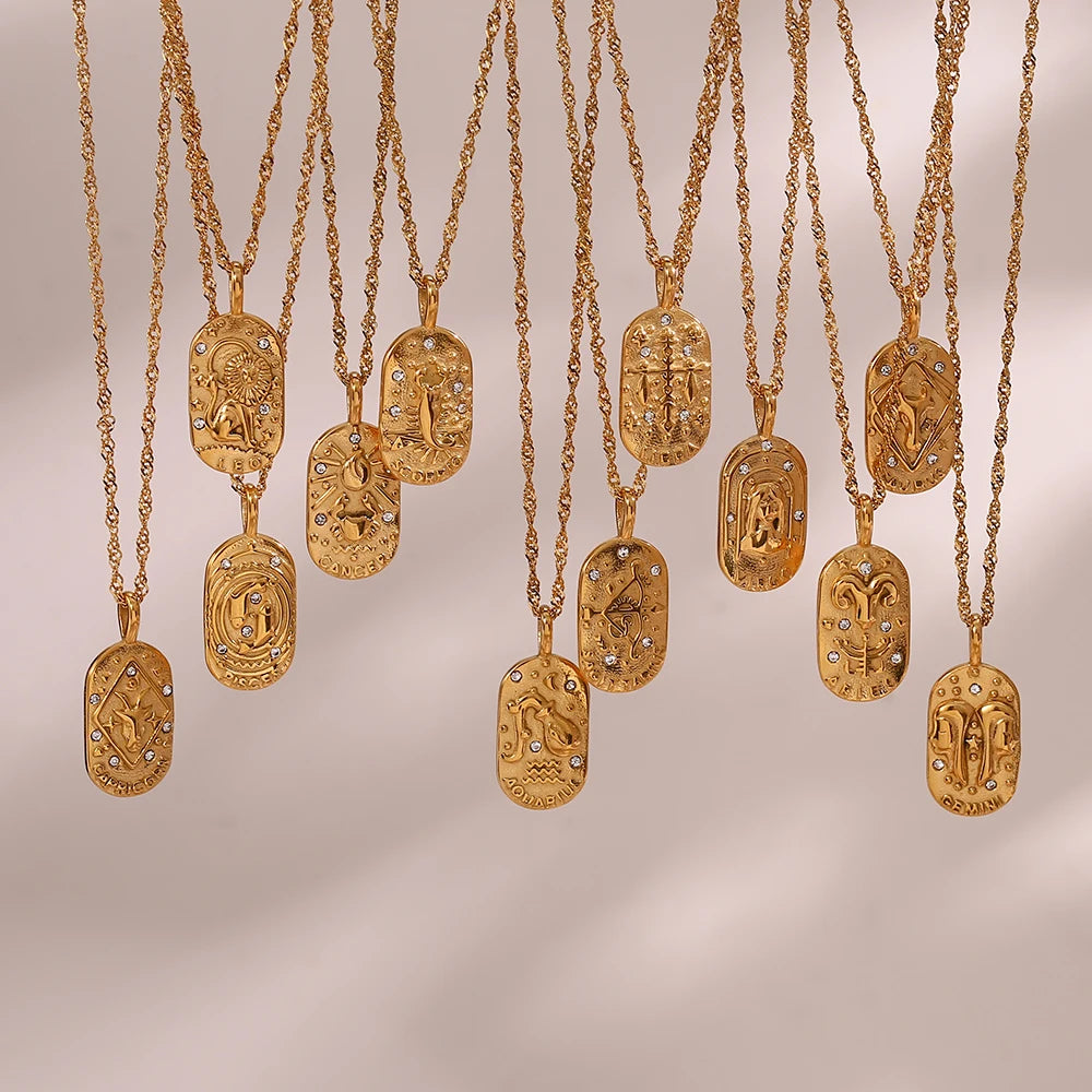 Colar Medalhas Zodíaco Signos Banhado em Ouro 18K