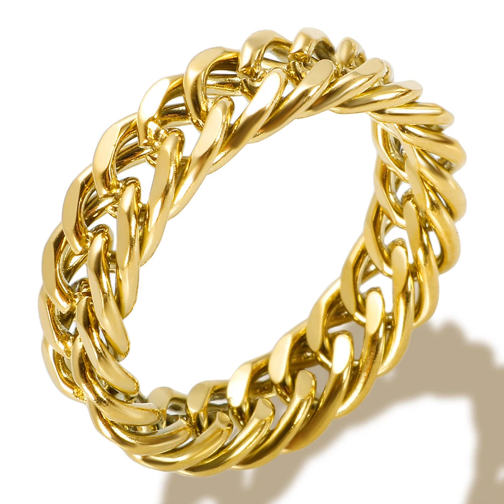 Anel Elo Cubano Banhado em Ouro 18K
