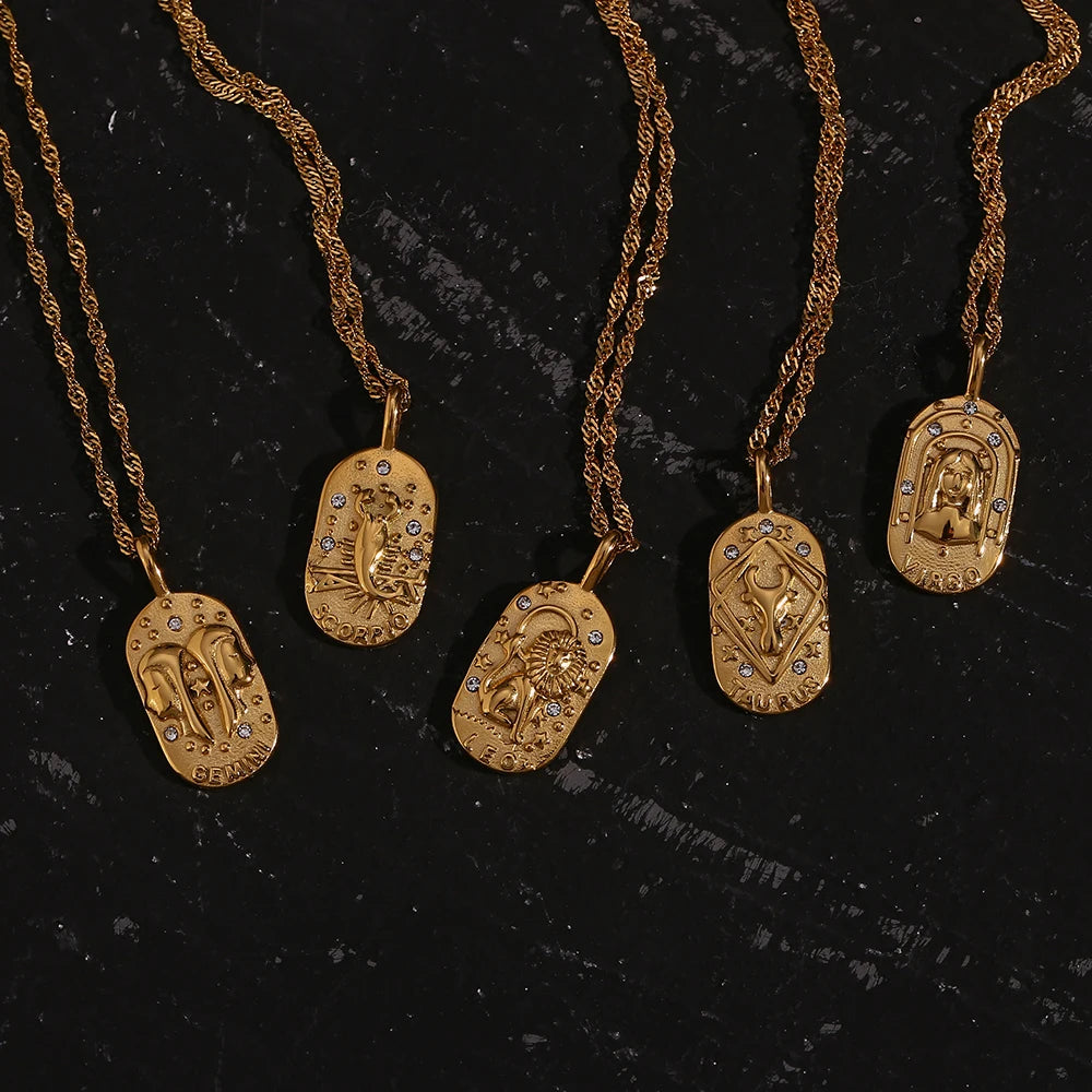 Colar Medalhas Zodíaco Signos Banhado em Ouro 18K