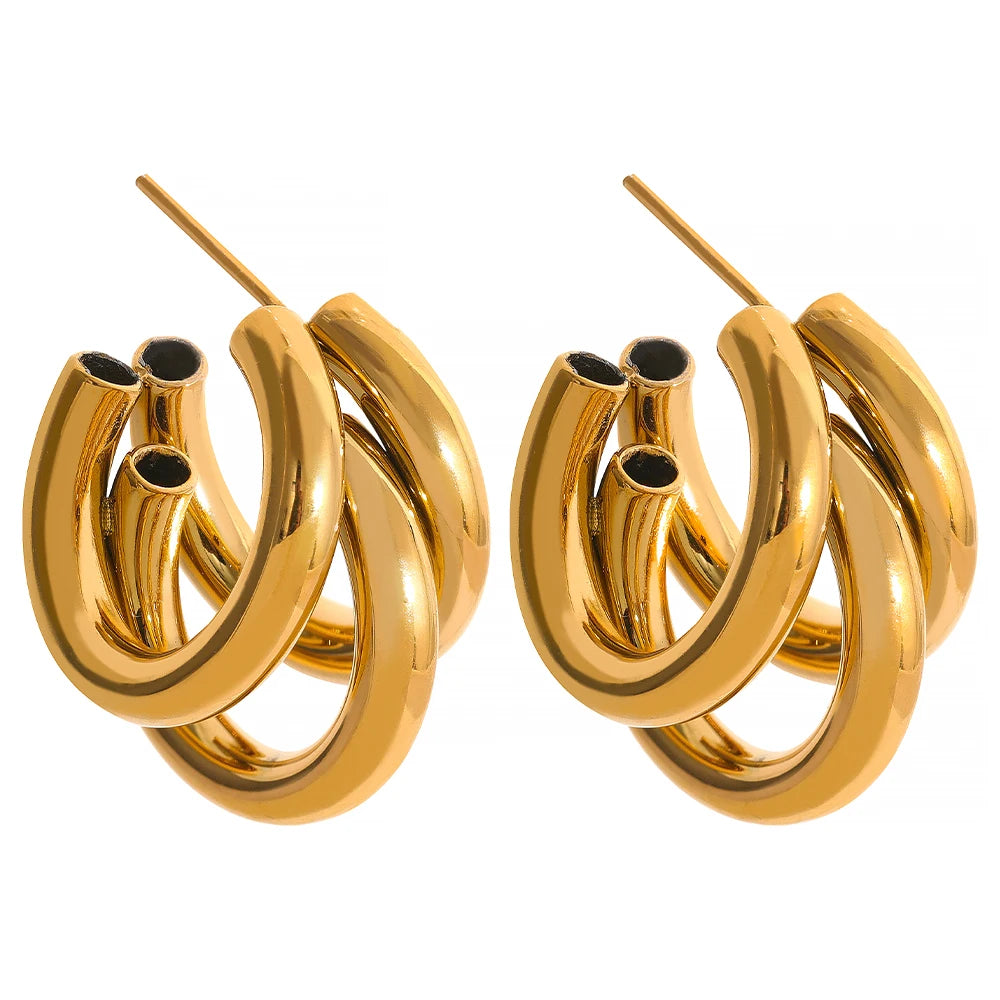 Brinco Argolas Entrelaçadas Banhado em Ouro 18K