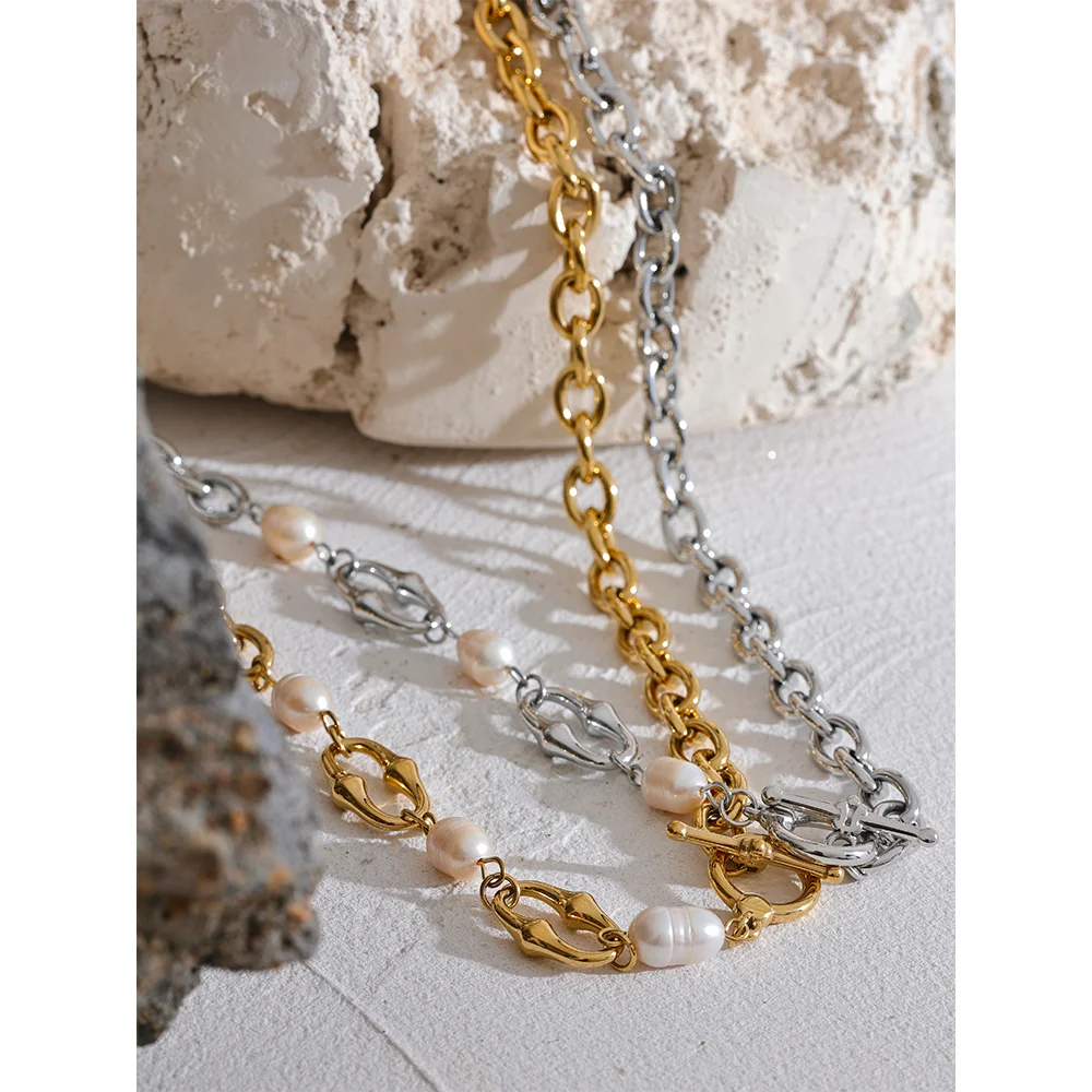 Pulseira Elos com Pérolas Banhado em Ouro 18K