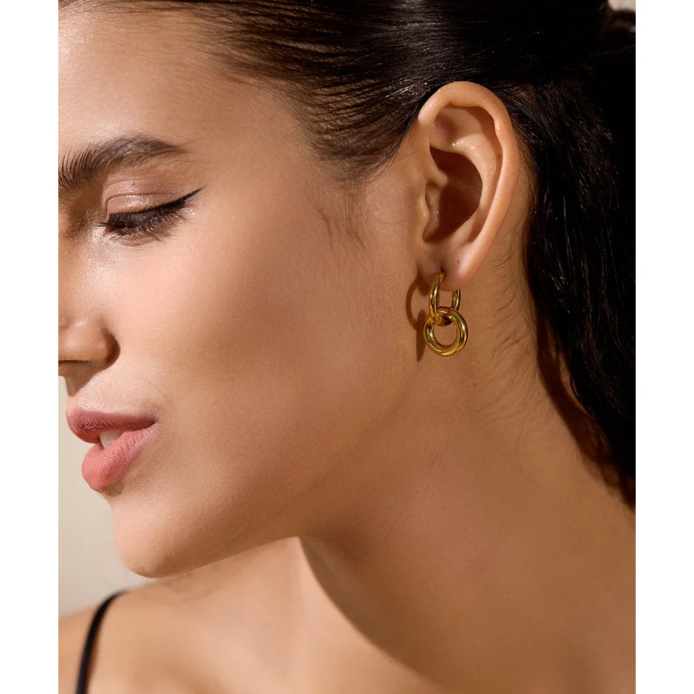 Brinco Argola Dupla Banhado em Ouro 18K